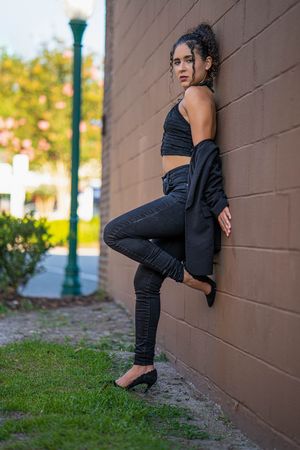 Natural light portrait near the gazebo at Hutchinson Square, Summerville.