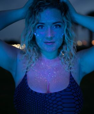Creative night portrait with glow lighting at Riverfront Park in North Charleston.