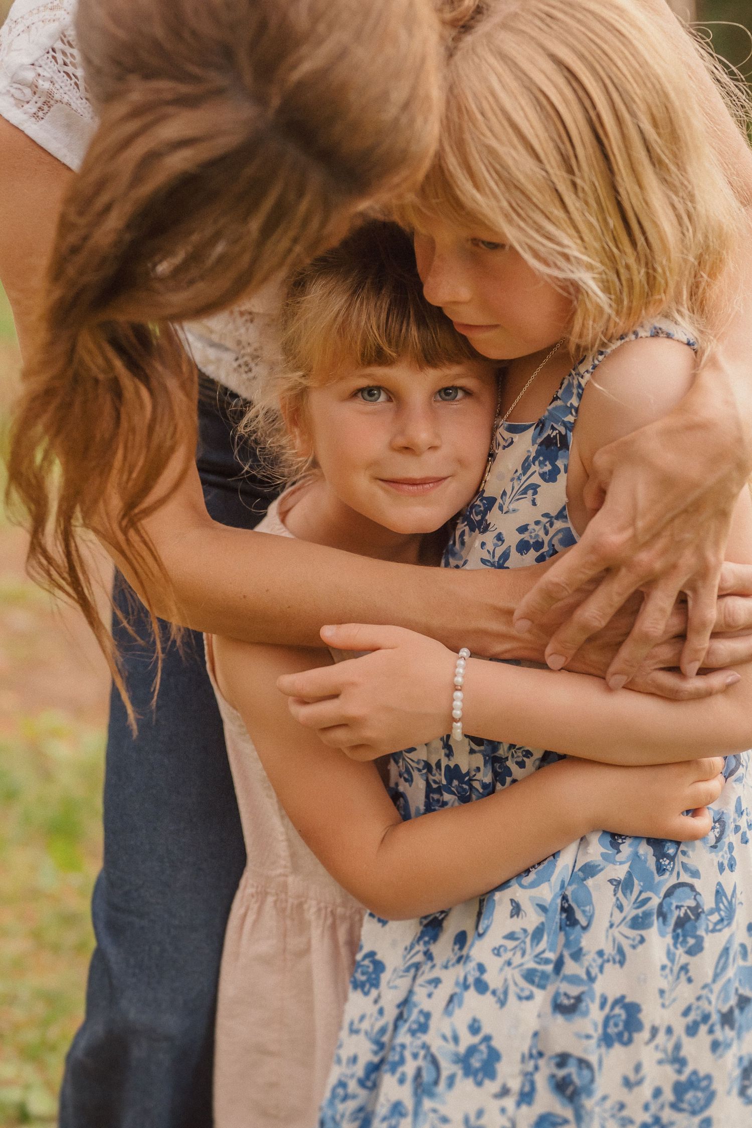 A sequence of tender embraces between parent and child in a heartwarming display of affection and love.