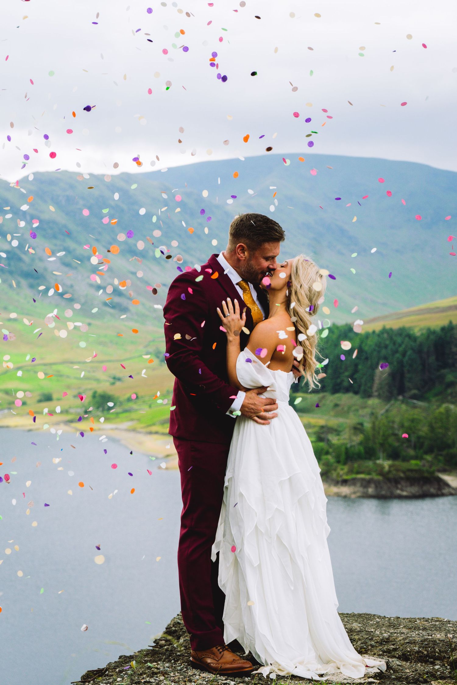 Lake District, Cumbria, North West wedding, confetti shot, ceremony wedding, nature wedding, fantasy, alternative wedding