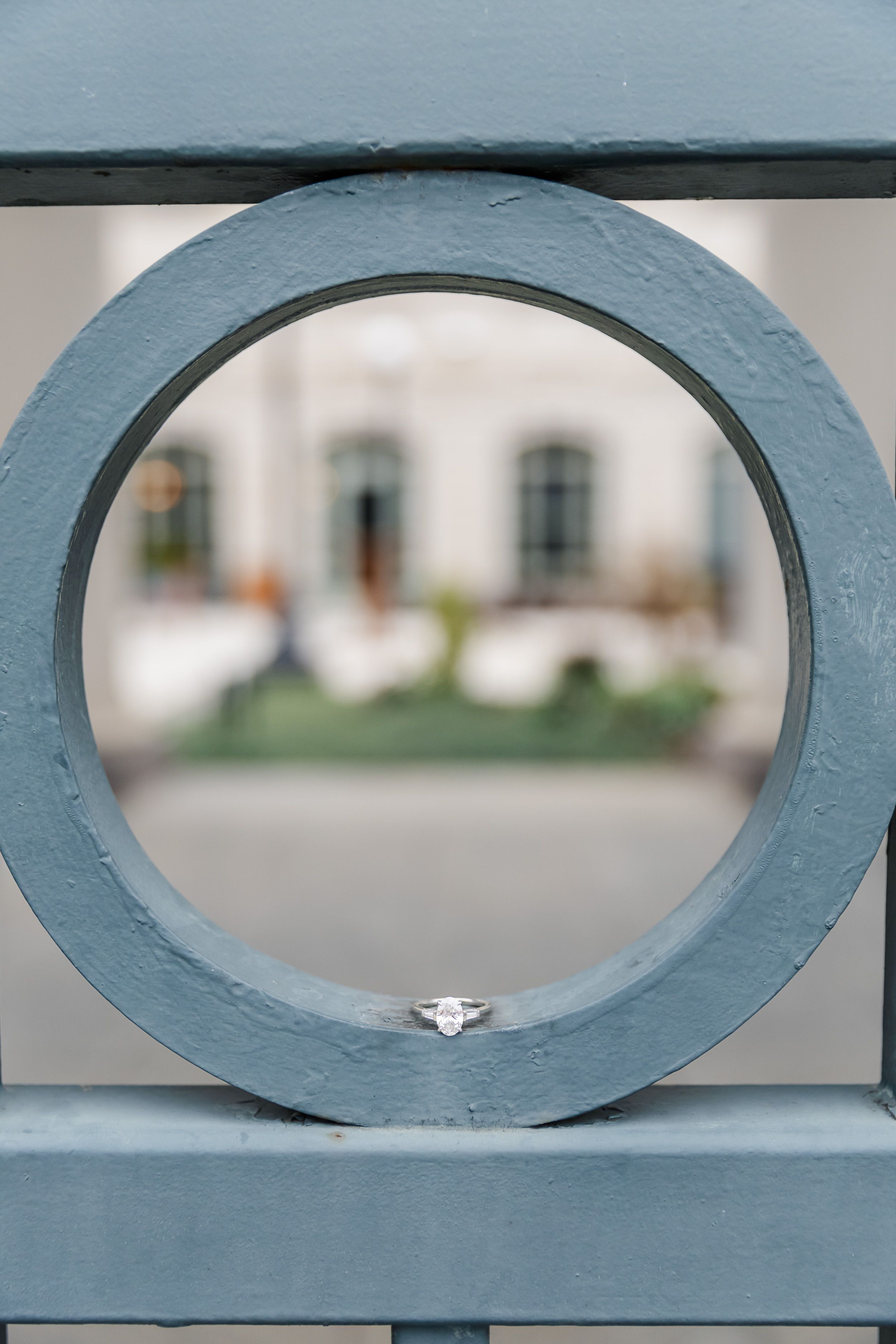 engagement ring shot downtown nashville, tennessee