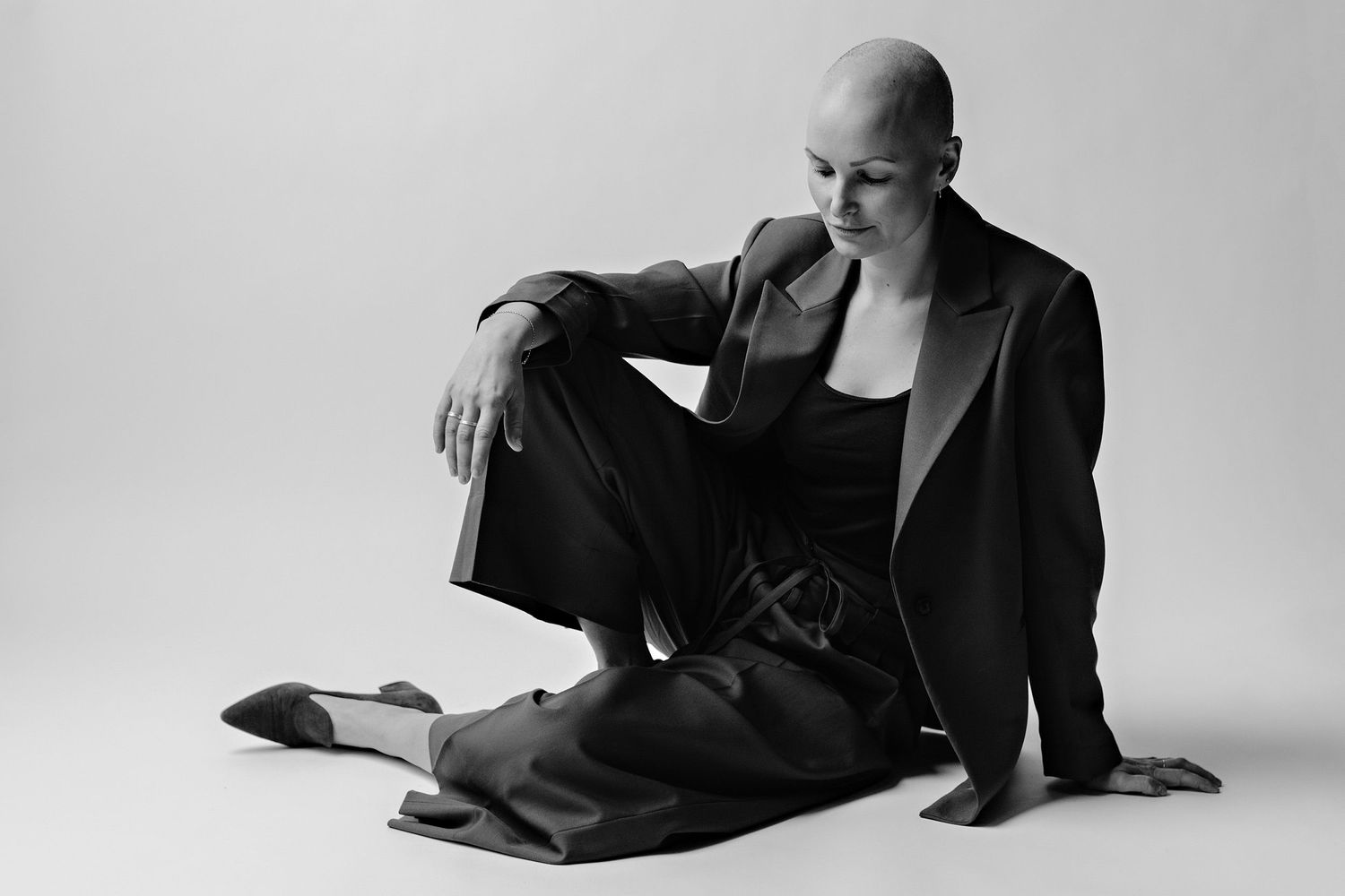 black and white studio portrait