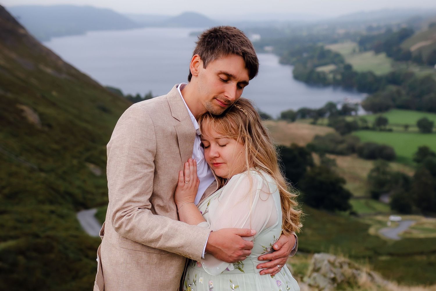 elopement wedding photographer in the Lake District - couple cuddling