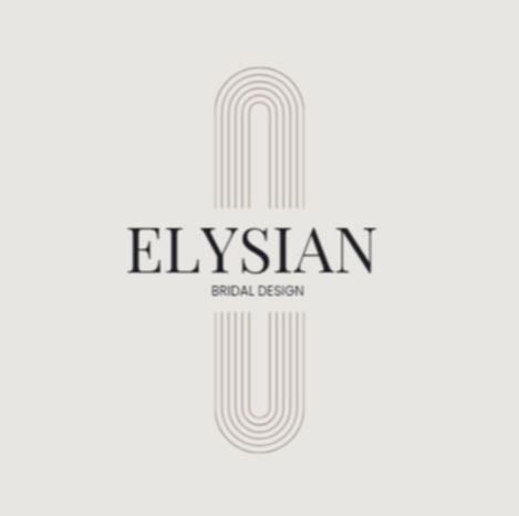 Minimalist art deco bridal design logo for Elysian featuring concentric elongated arches in subtle pink.