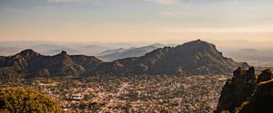 A mountaintop overlook of a city in Mexico, not far from Cuernavaca.
