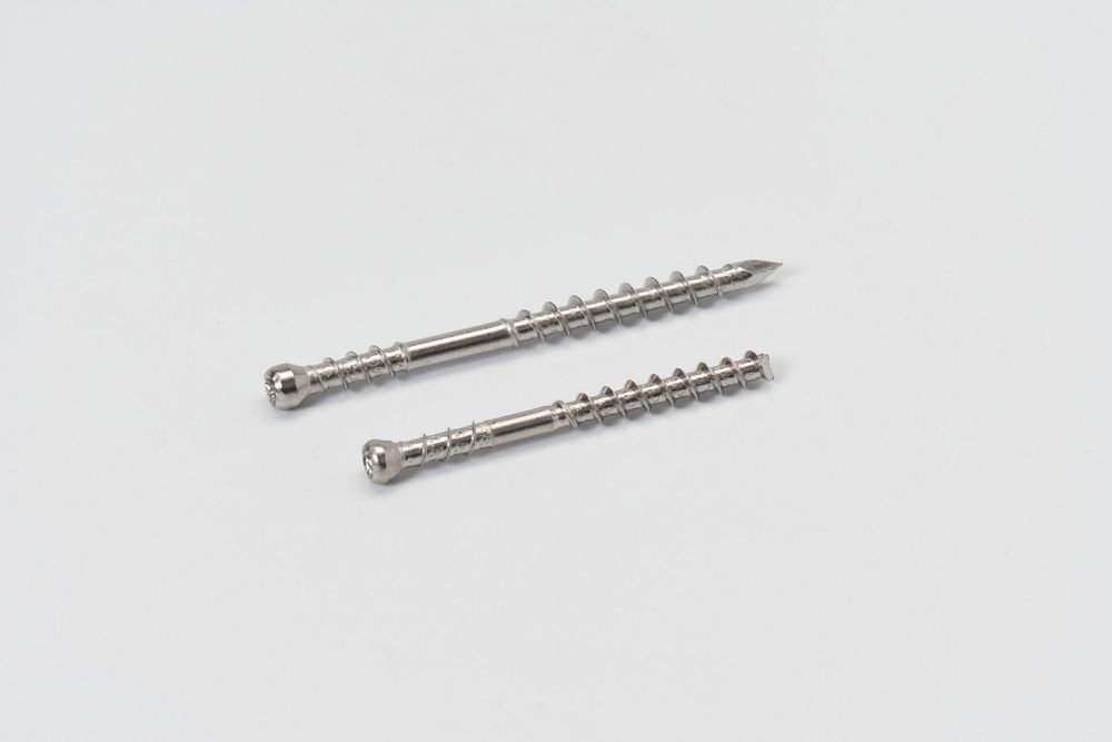 Multiple construction screws with sharp tips displayed on bright white background.