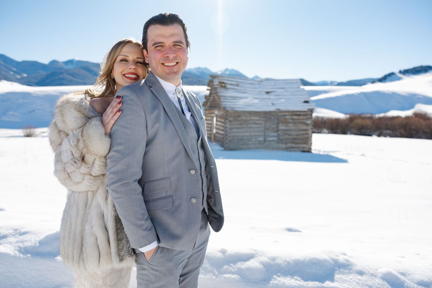 Bozeman Montana Winter Engagement Photo Session on Spanish Creek Road Gallatin Gateway, Montana.