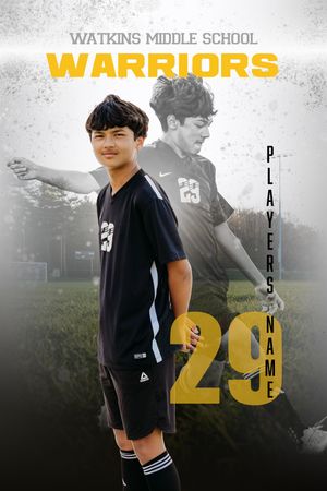 Watkins Middle School Warriors soccer player #29 poses in black uniform for official team sports portrait photo.