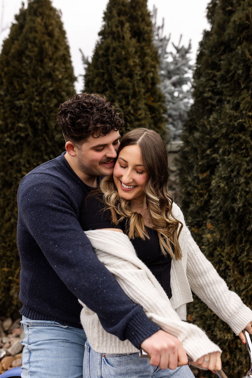 Couple laughing together during an outdoor couples photo session in Utah
