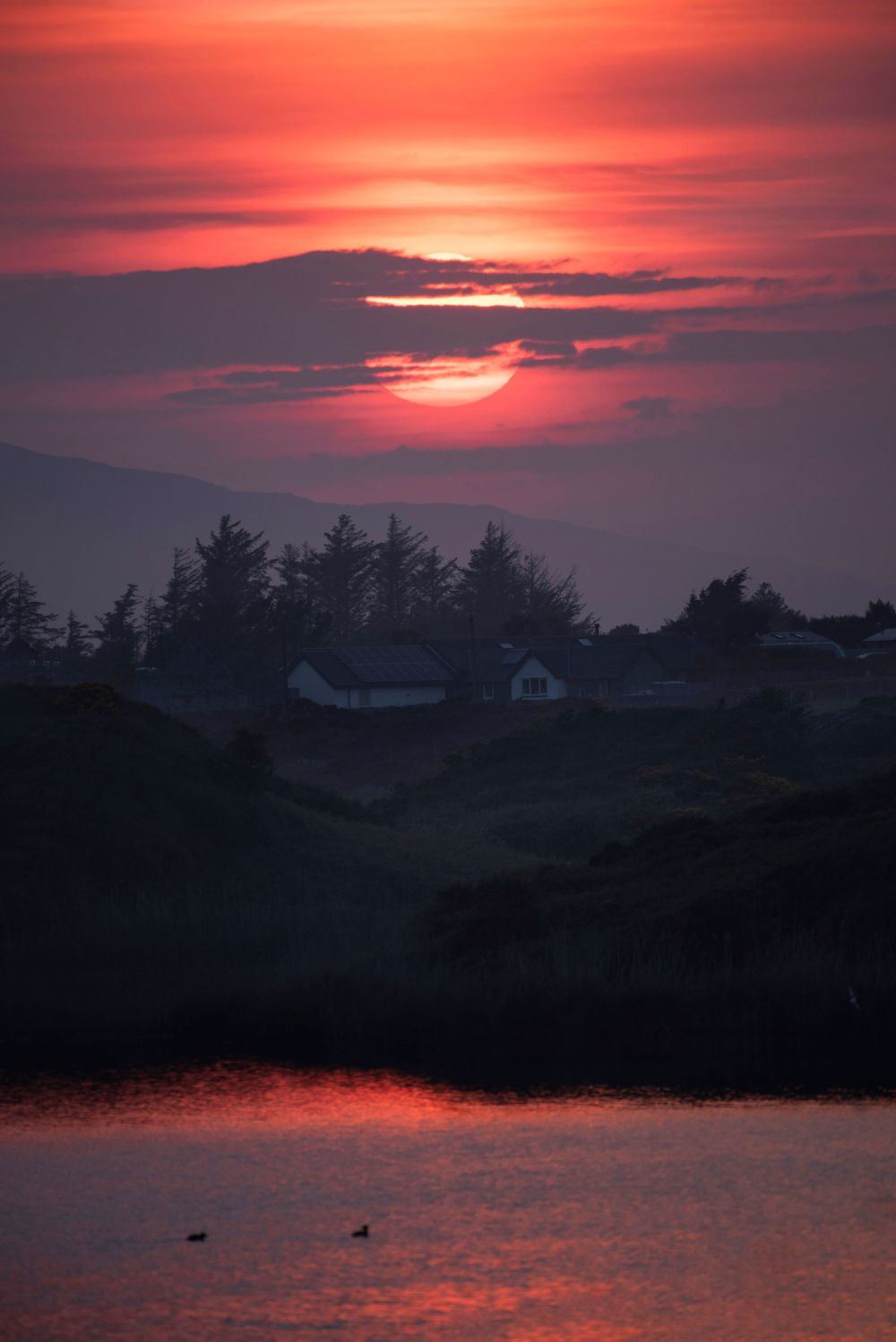 Sunset over Holyhead mountain, North Wales.