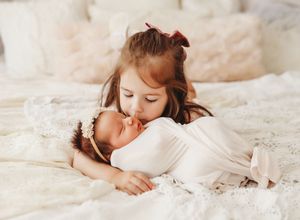 A series of soft, dreamy photos showing someone resting peacefully on white bedding in natural light.