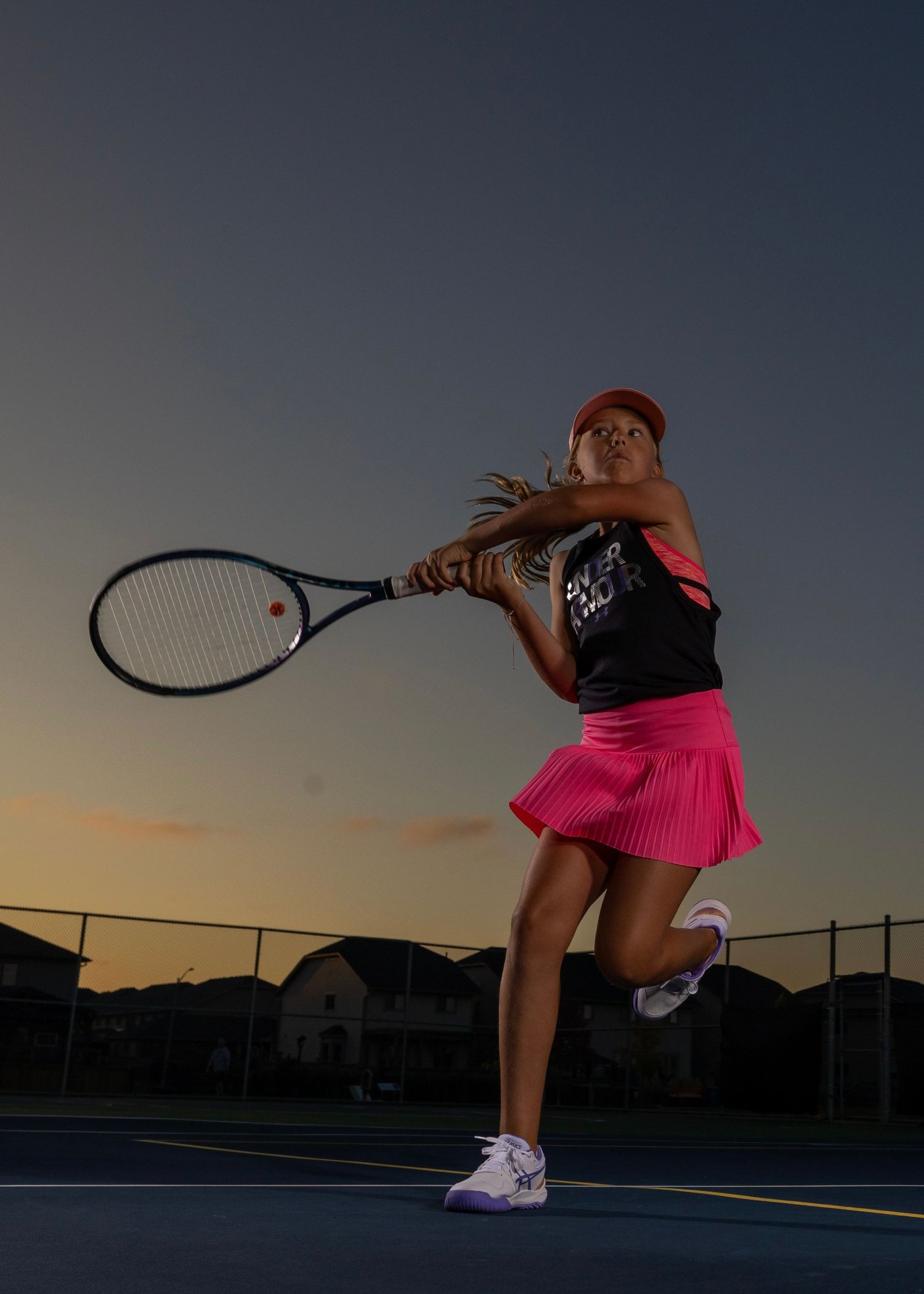 Girls tennis player posing for action outdoor photo shots in Grimsby Niagara