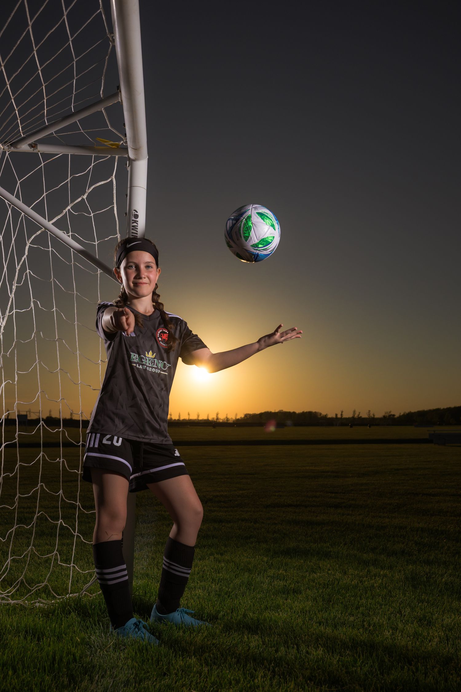Grimsby Girls Soccer player posing for an outdoor portrait in Grimsby Niagara