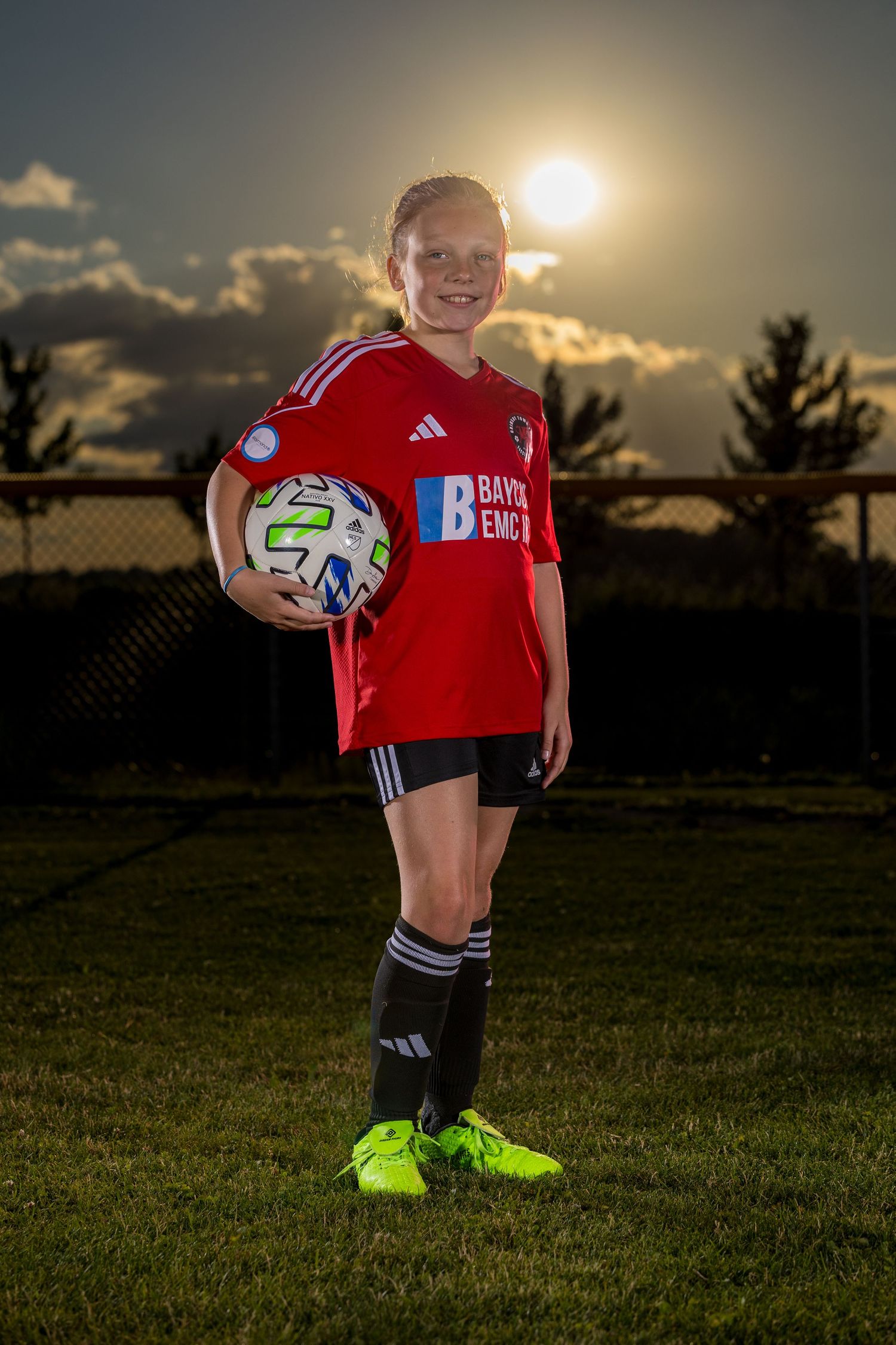 Grimsby Girls Soccer player posing for an outdoor portrait in Grimsby Niagara