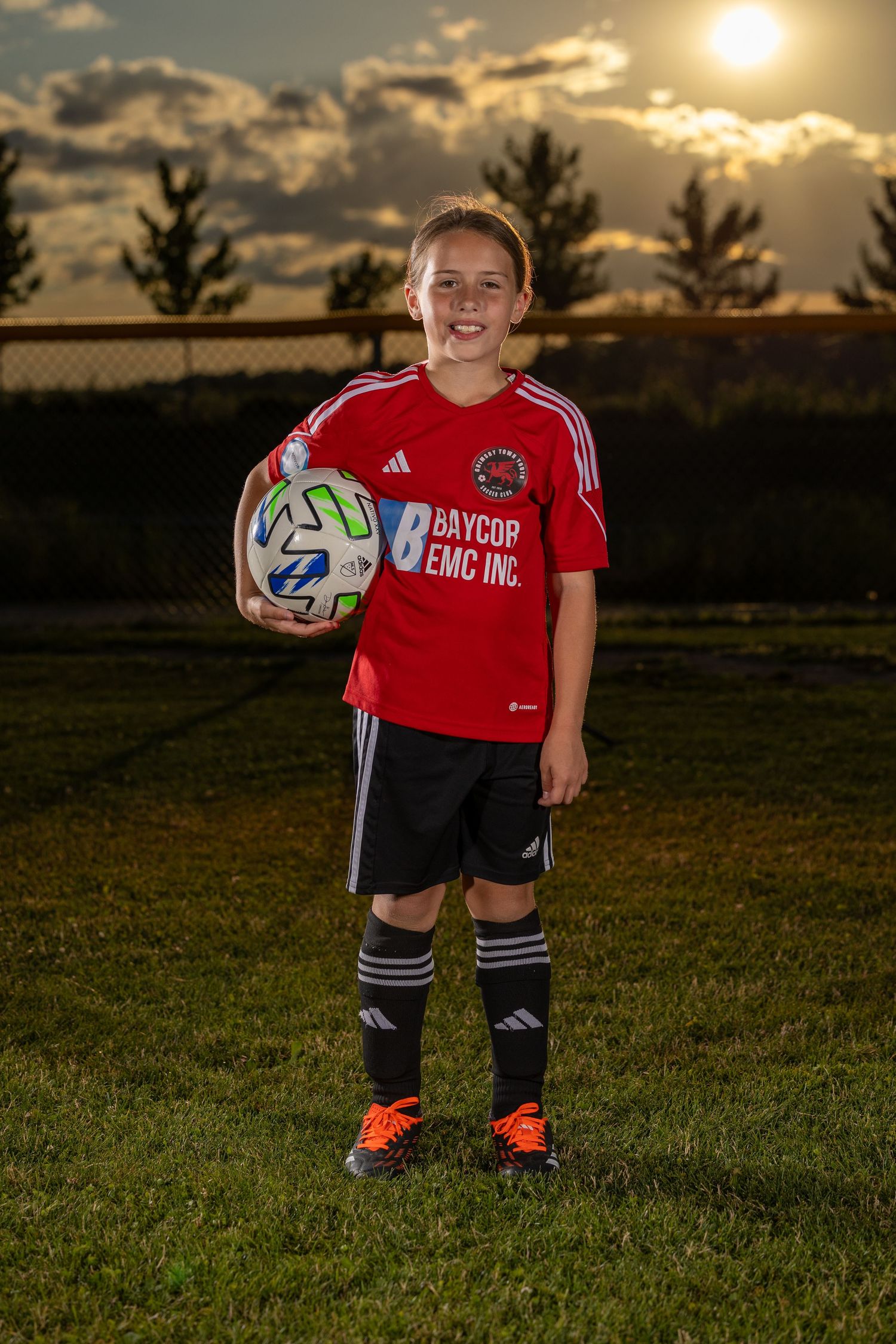 Grimsby Girls Soccer player posing for an outdoor portrait in Grimsby Niagara