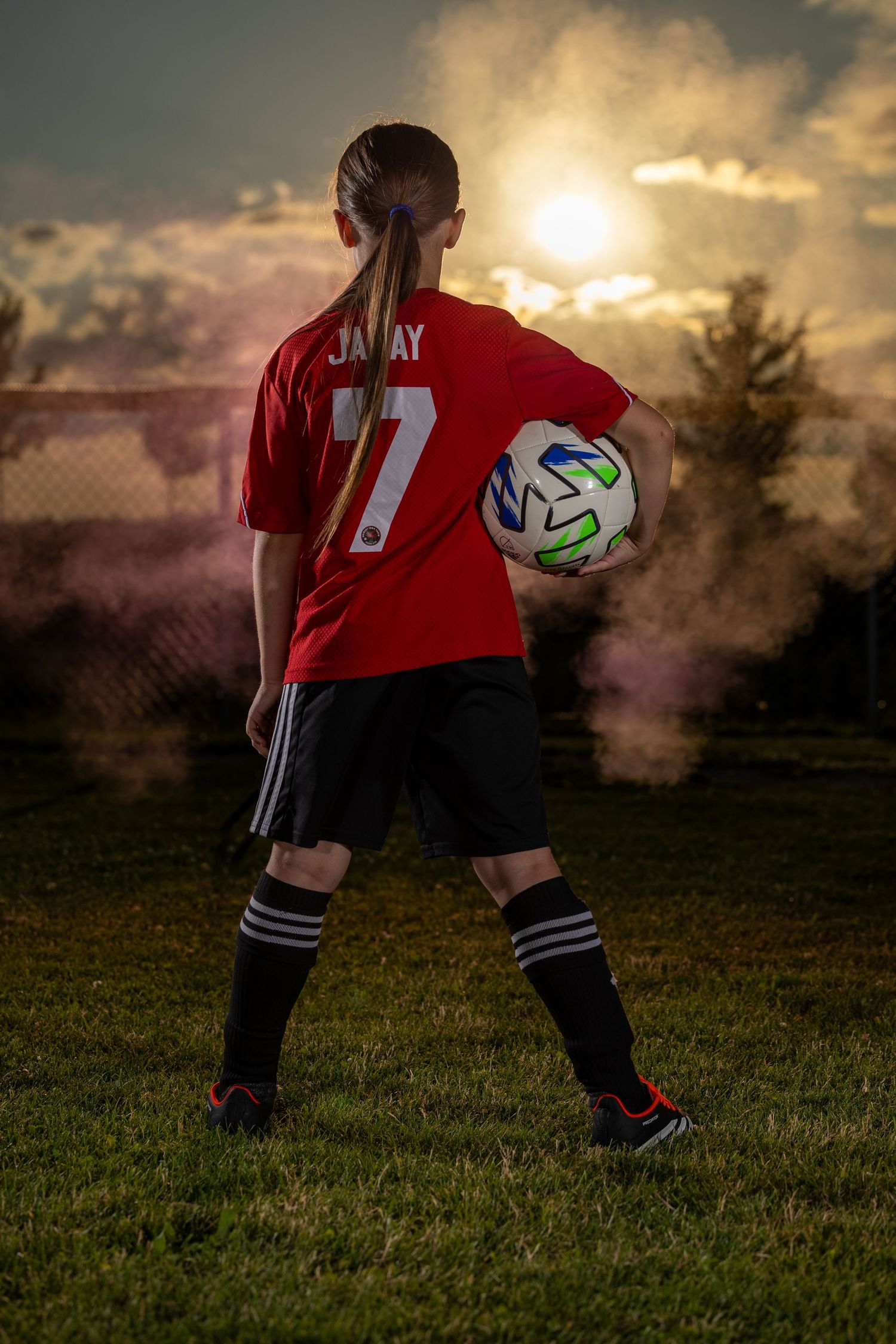 Grimsby Girls Soccer player posing for an outdoor portrait in Grimsby Niagara