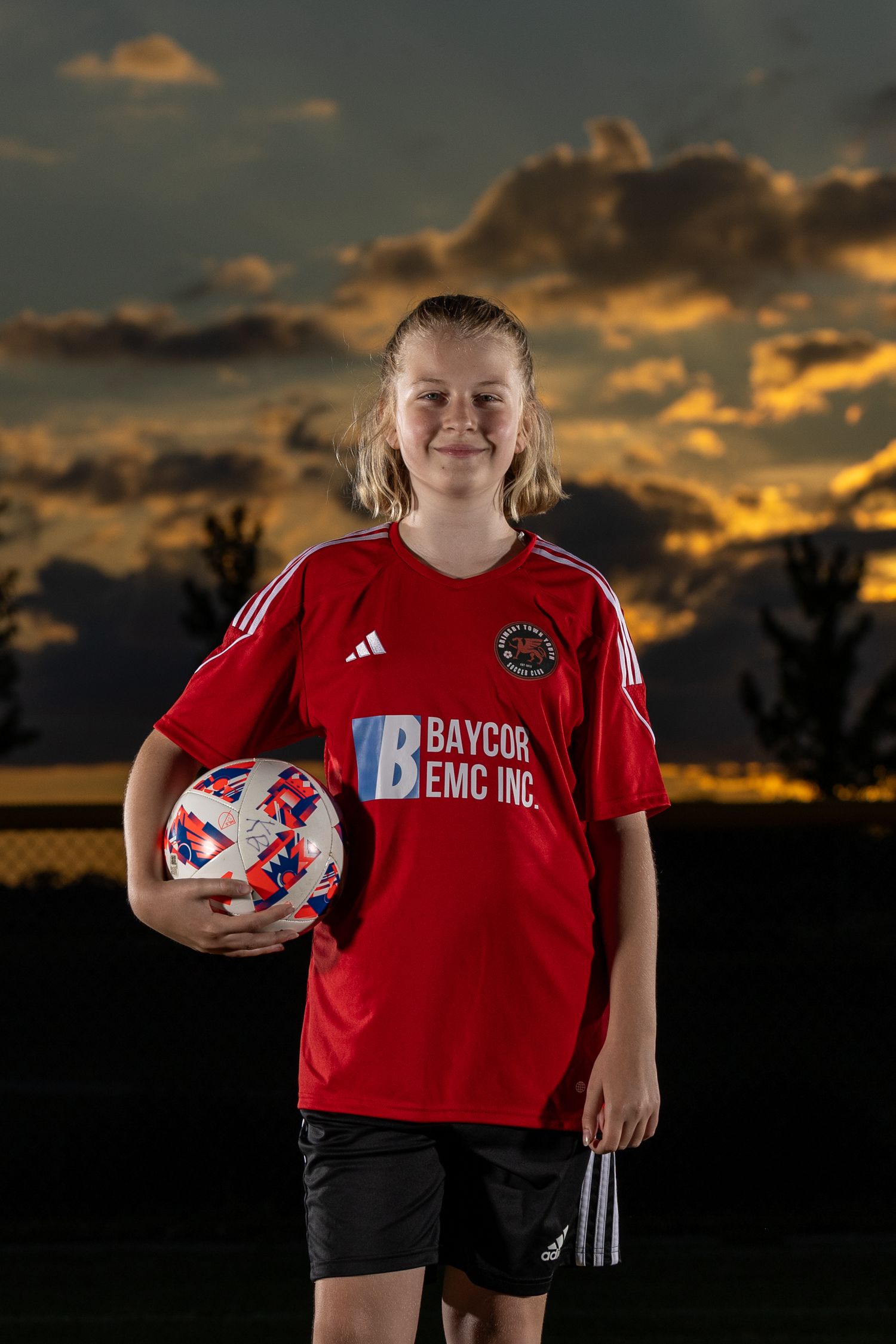 Grimsby Girls Soccer player posing for an outdoor portrait in Grimsby Niagara