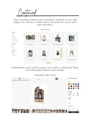 Photography website design showing a grid layout of photo cards with customization options and drag-and-drop interface.