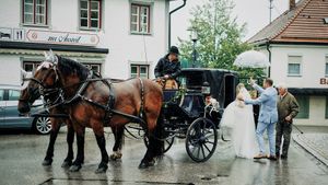 Fotograf za vencanje
Wedding photographer party on the wedding day Traunreut Germany
Bride and groom in horse-drawn carriage