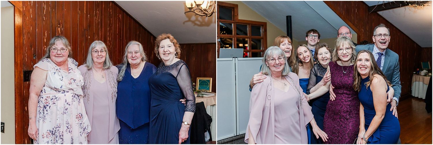 Group of friends pose together at a formal event wearing evening attire.