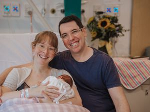 A happy couple shares tender moments in a photo collage showing them relaxing at home together.