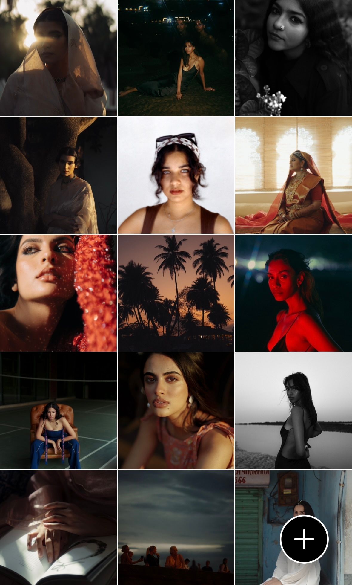Collection of artistic portrait photos in varying styles and lighting conditions.