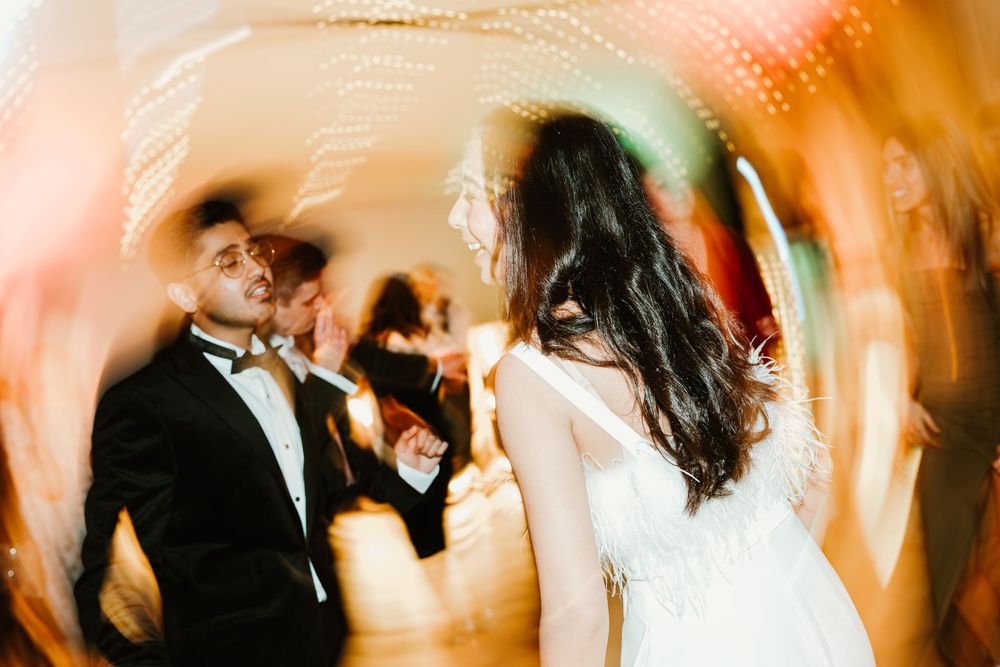 bride and groom dance floor slow shutter photo during wedding shoot in nottinghamshire