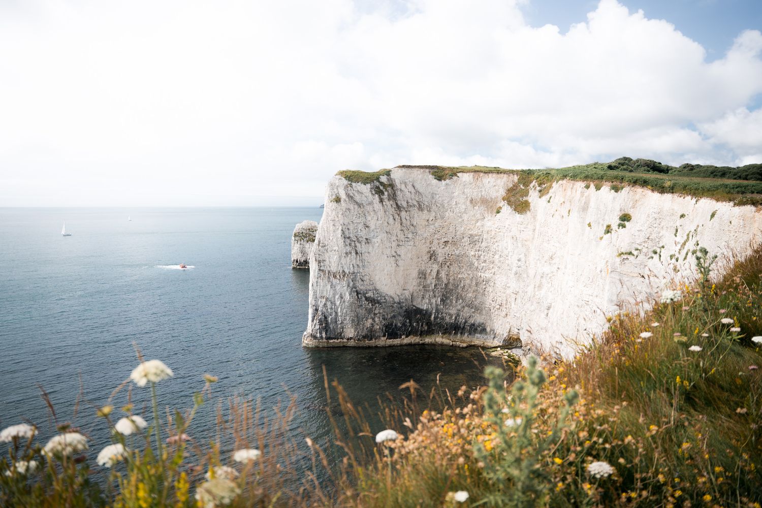 falaises blanches de old harry rocks sur la jurassic coast en angleterre