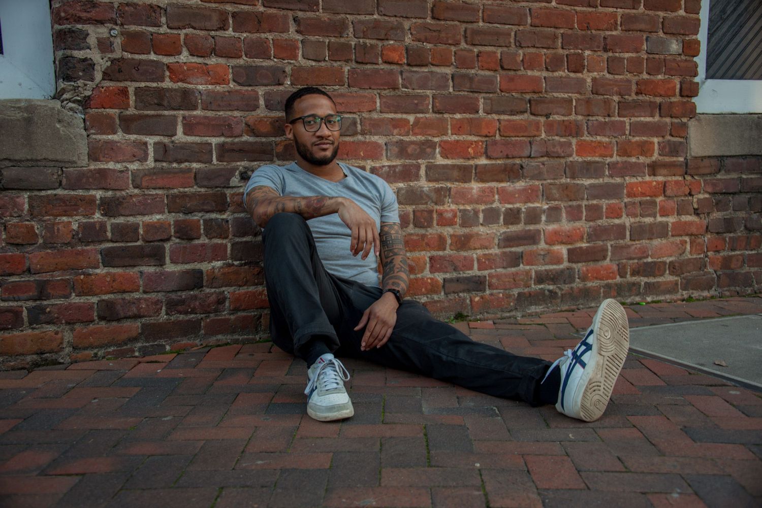 Solo portraits of young man downtown Richmond