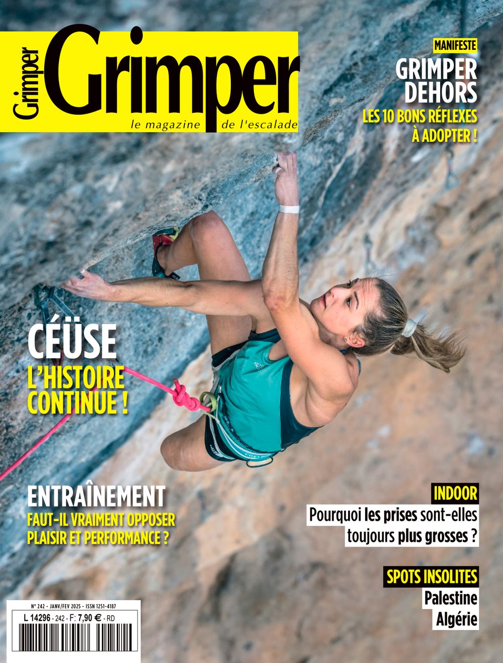 Grimper Magazine 242 cover featuring Jessica Pilz - photo Jan Virt