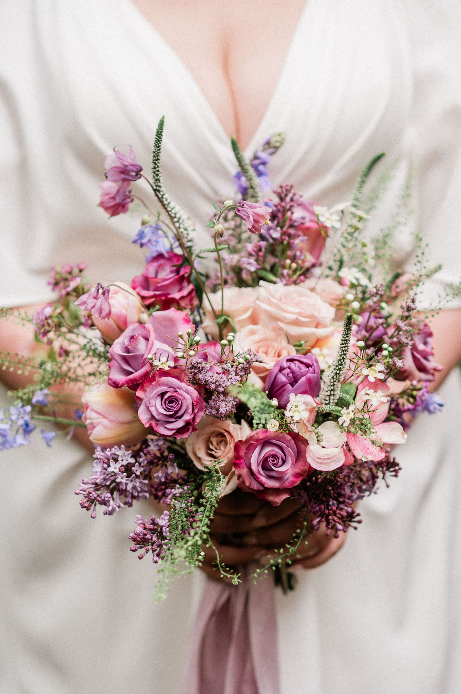 pink and purple bridal bouquet