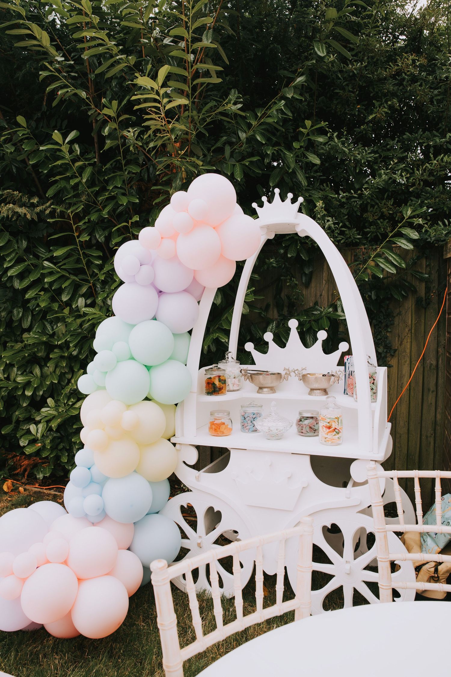 Decorated sweet cart during birthday party