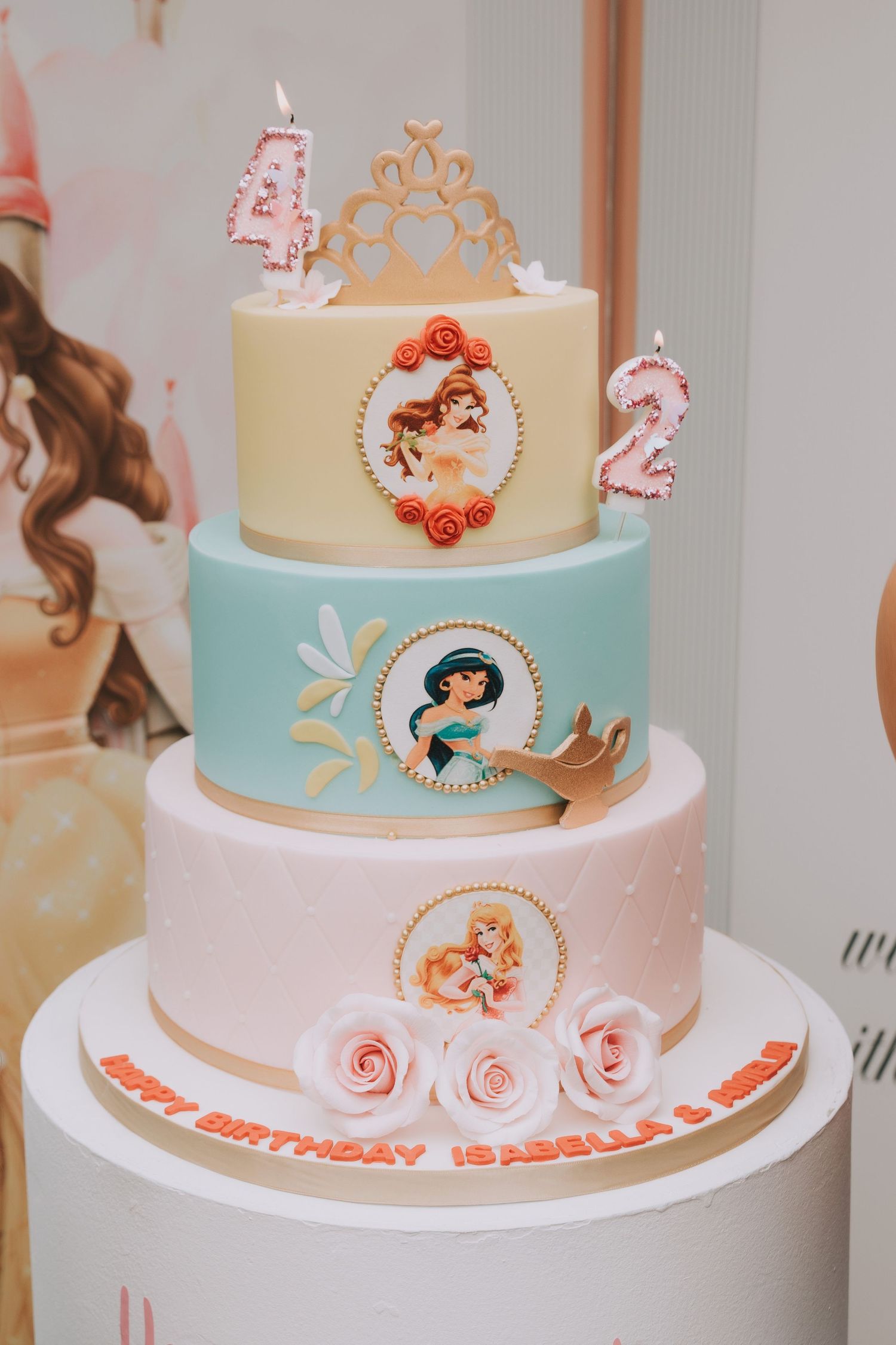 3 tier decorated Disney princess cake