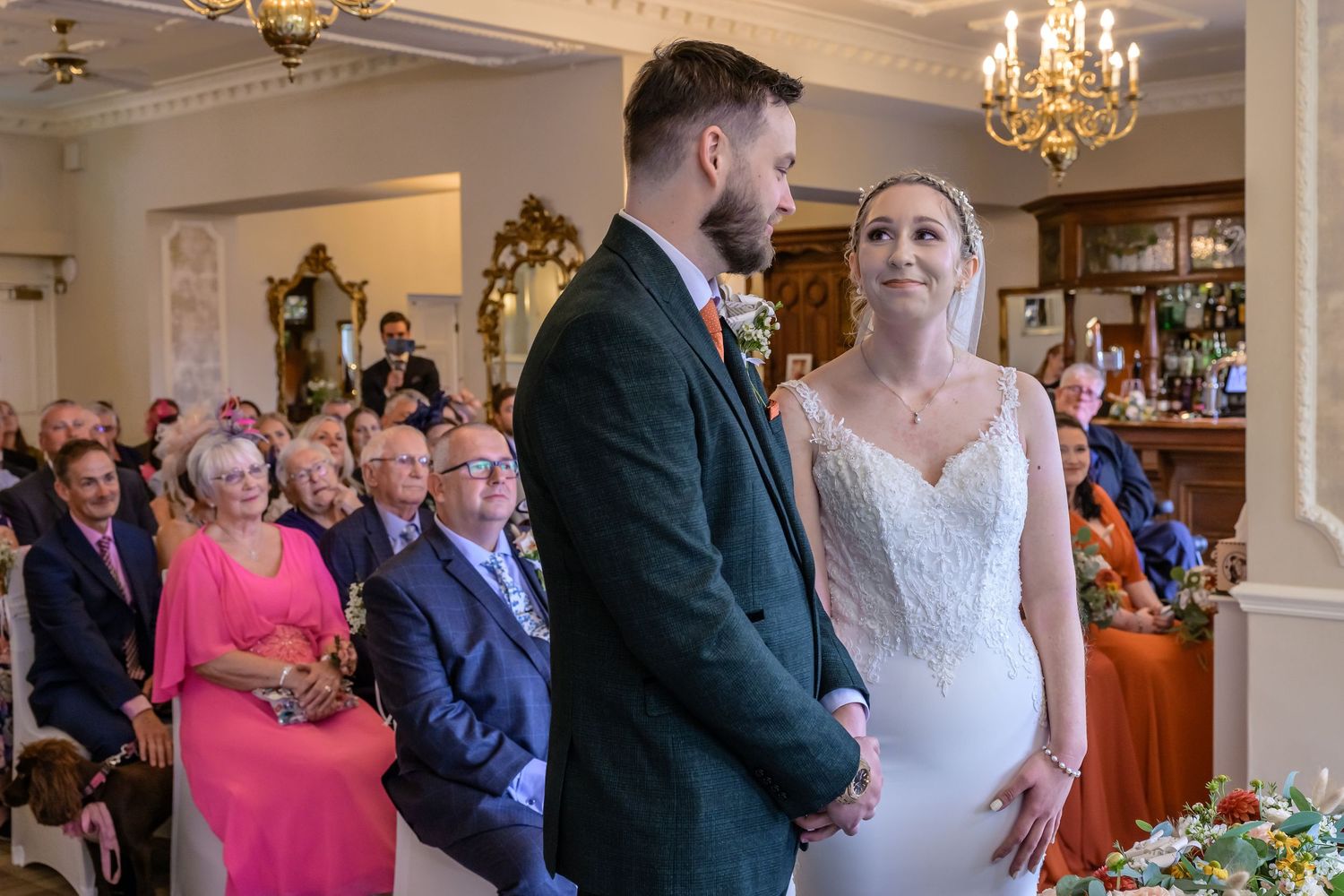 Bride and groom during ceremony Merewood Country House Hotel wedding