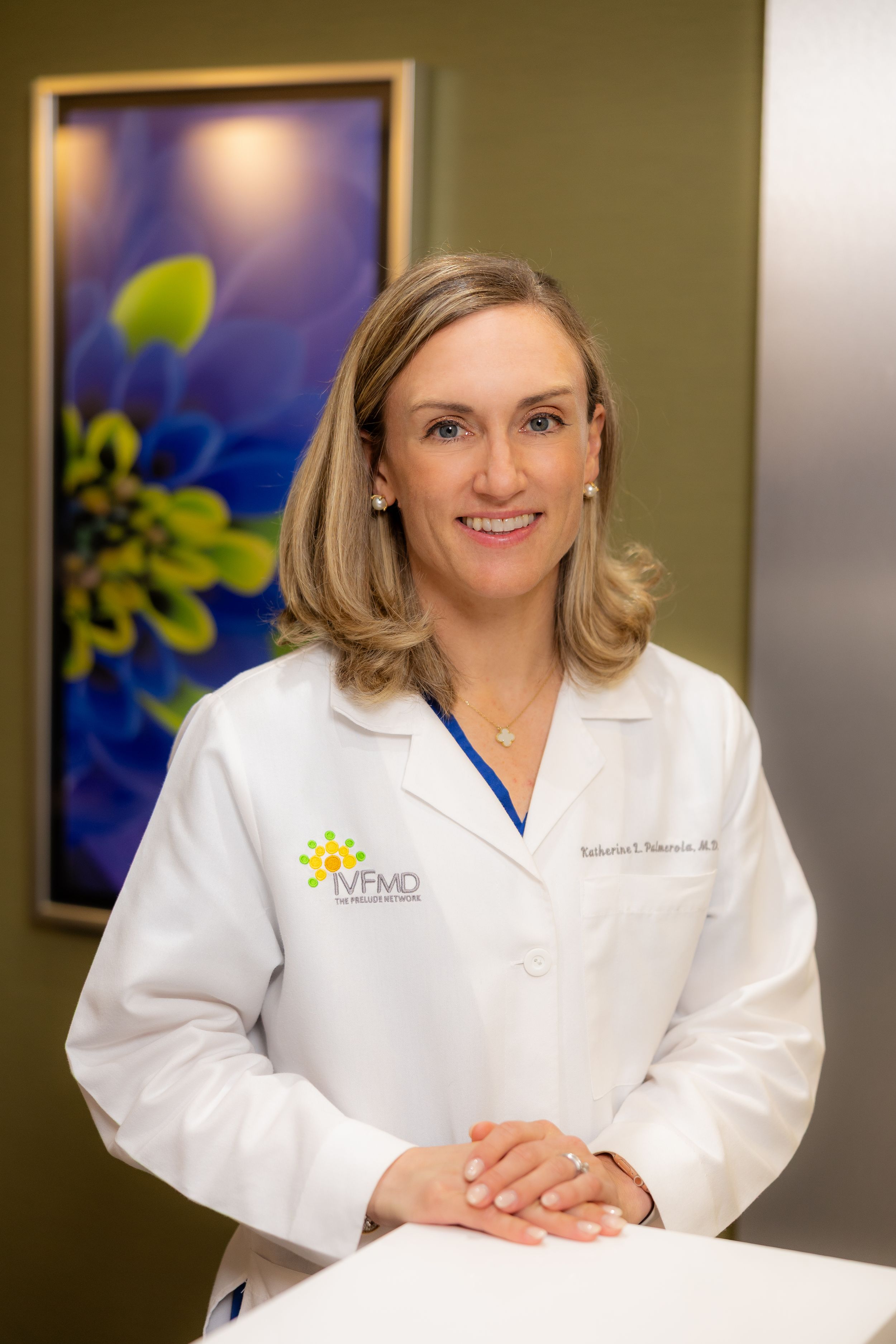 Medical professional in white coat shown in professional portraits at a modern healthcare facility.