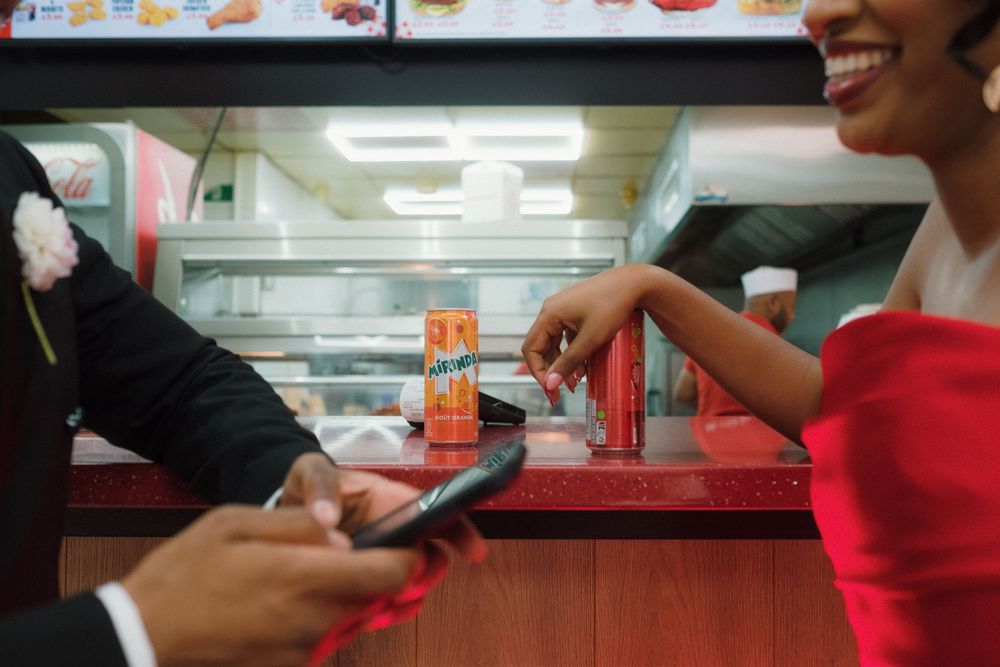 Chicken shop couple shoot central London