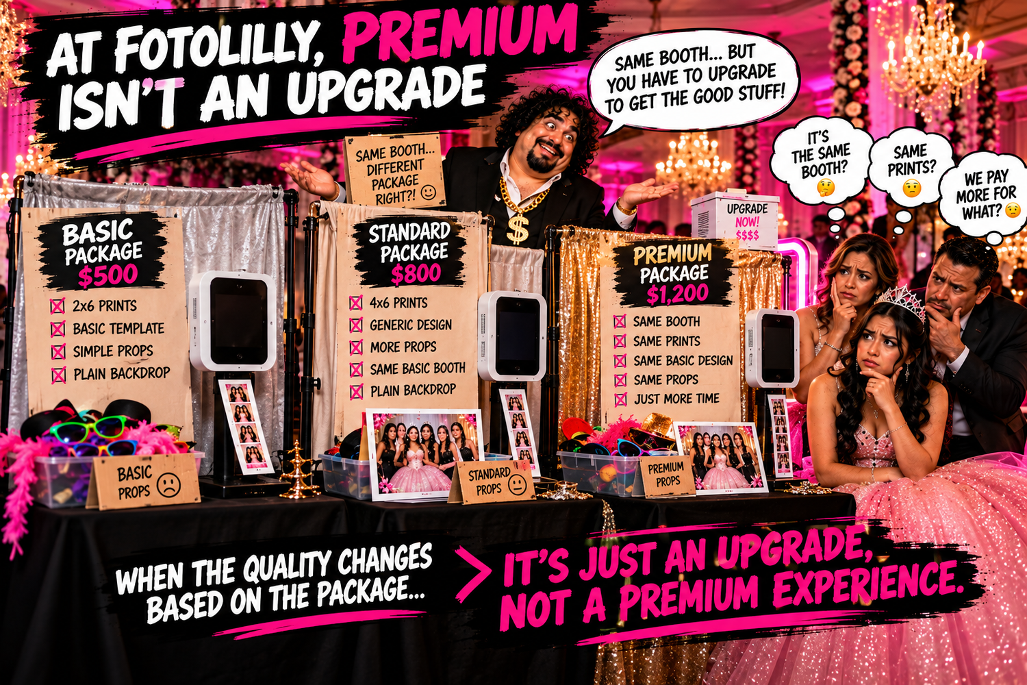 DFW quince photo booth rental with premium 5x7 prints, unlimited sessions and 56 inch Mirror Booth for Dallas Fort Worth quince events TX