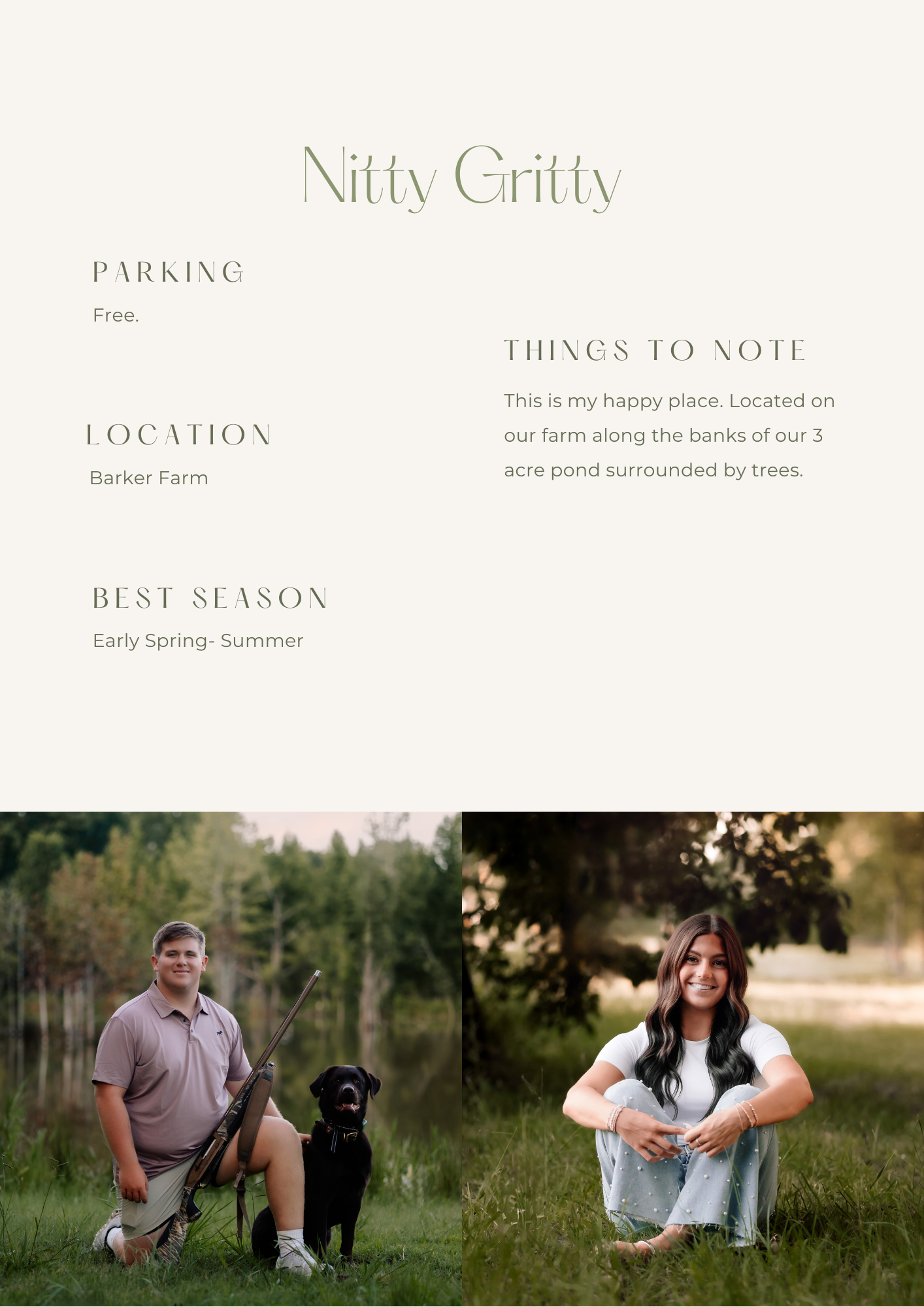 Pond side session for seniors in Lonoke County for senior pictures.