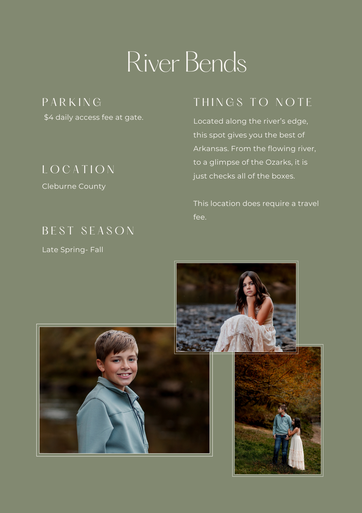 River side kid photo session in Heber Springs Arkansas during the fall season