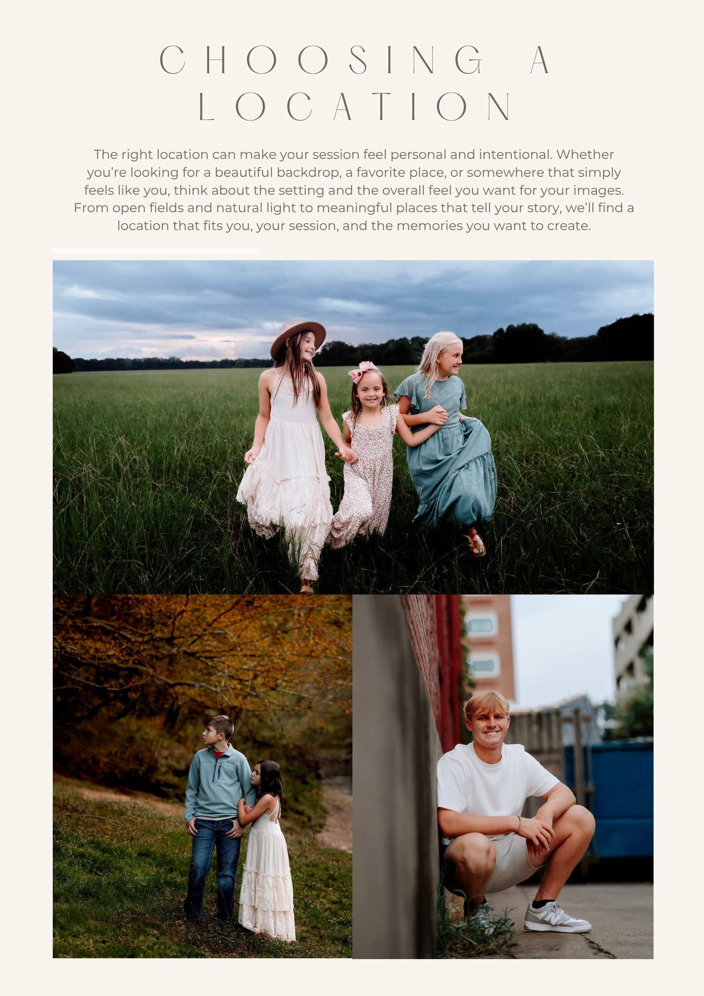 Choosing a location guide in Central Arkansas when you do a session with Stella Skyye Photography.