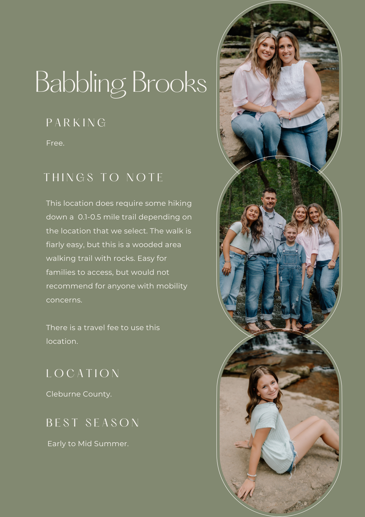 Creek side and waterfall family pictures in Greers Ferry Arkansas by Beebe based photographer.