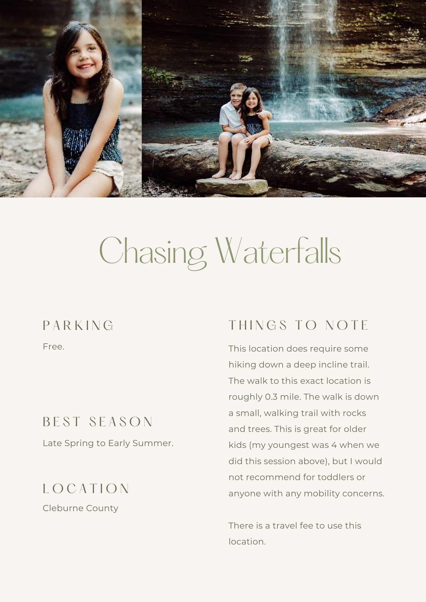 Waterfall photo session in Greers Ferry Arkansas by Stella Skyye Photography.