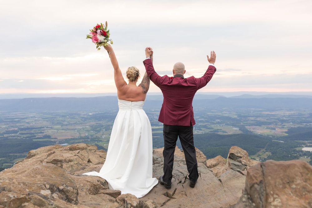 Newlyweds at Stony Man Summit in Shenandoah National Park