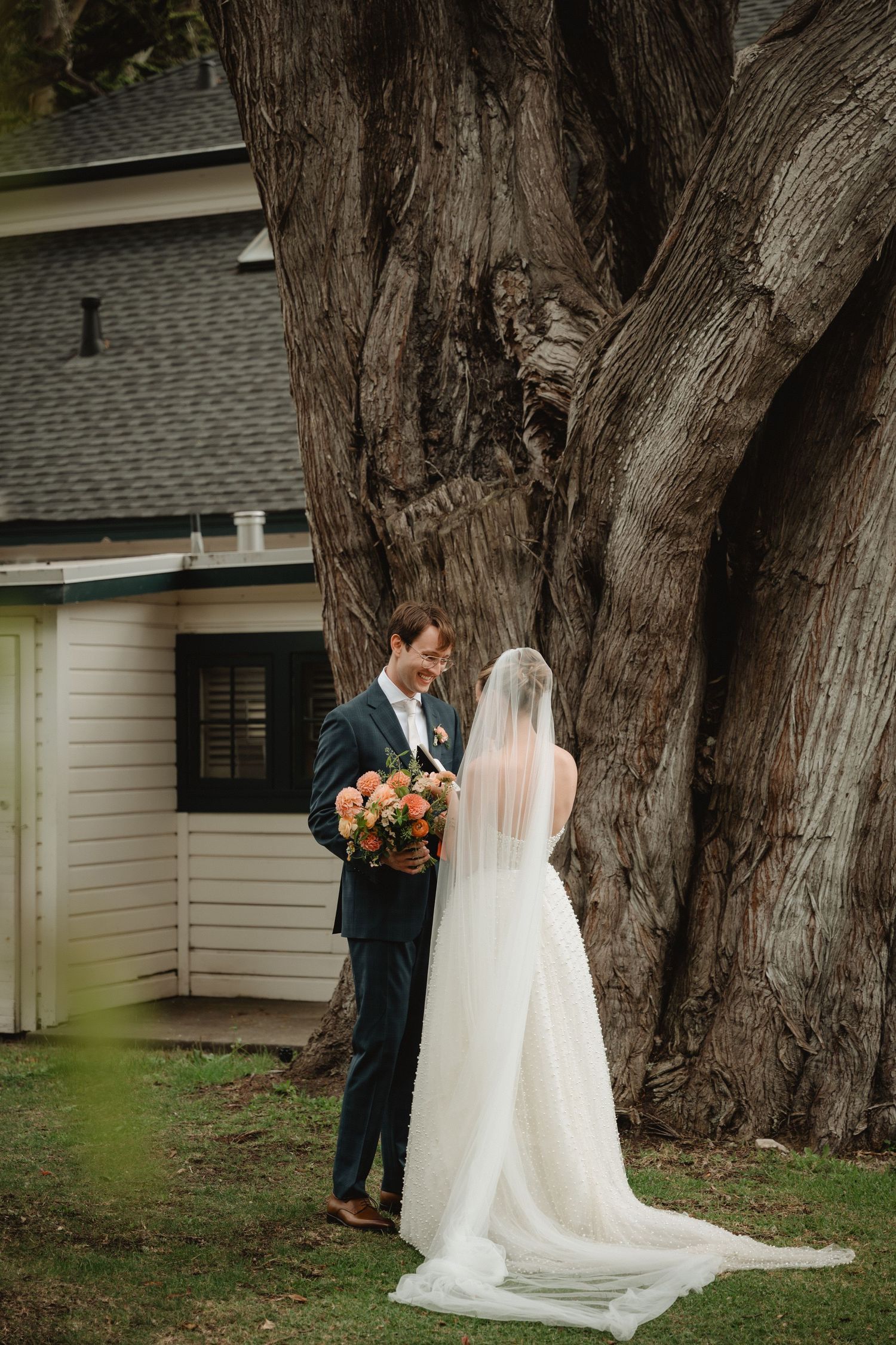 bride and groom photos during private vows