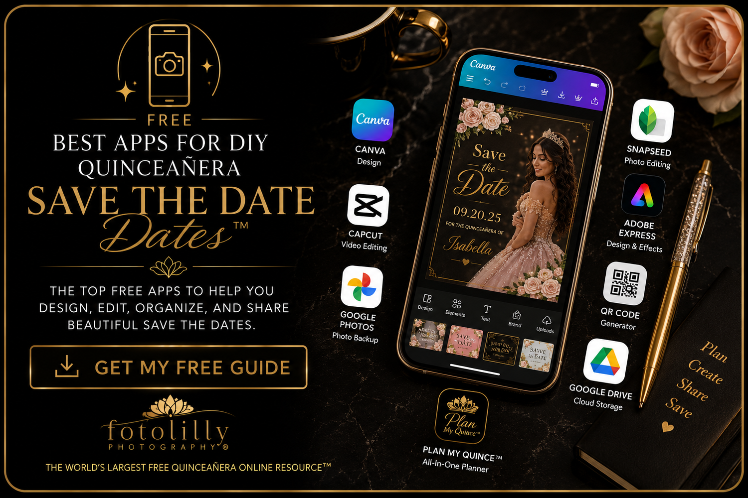 DIY Quinceañera Save the Date photos in Dallas Fort Worth featuring luxury Quince photography ideas with elegant outdoor portrait styling
