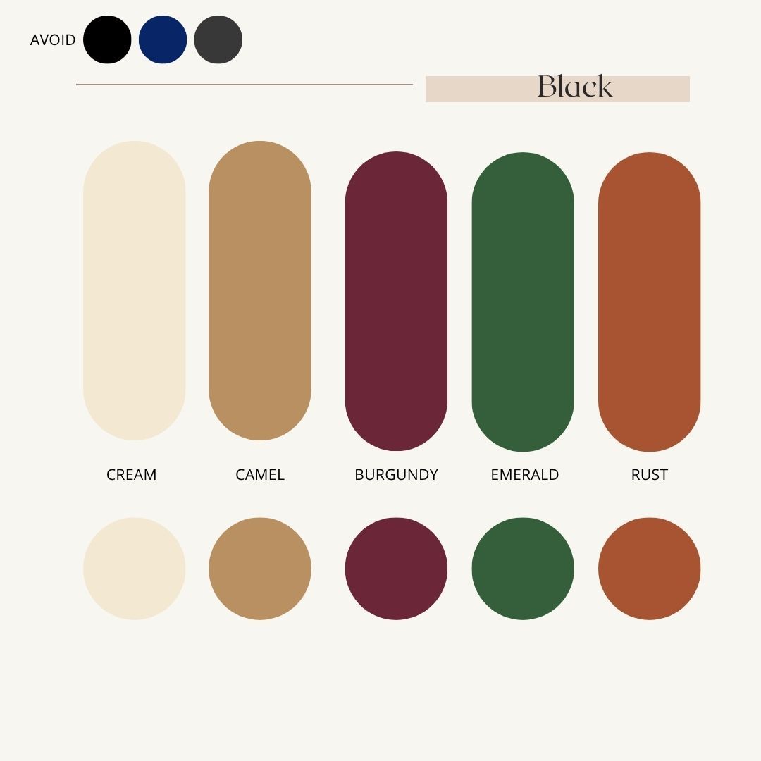 Color palette showing rounded rectangular swatches in lavender, silver, emerald, crimson and sapphire hues with labels.