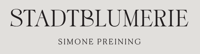 Stadtblumerie Simone Preining elegant minimalist logo with serif typography on white background.