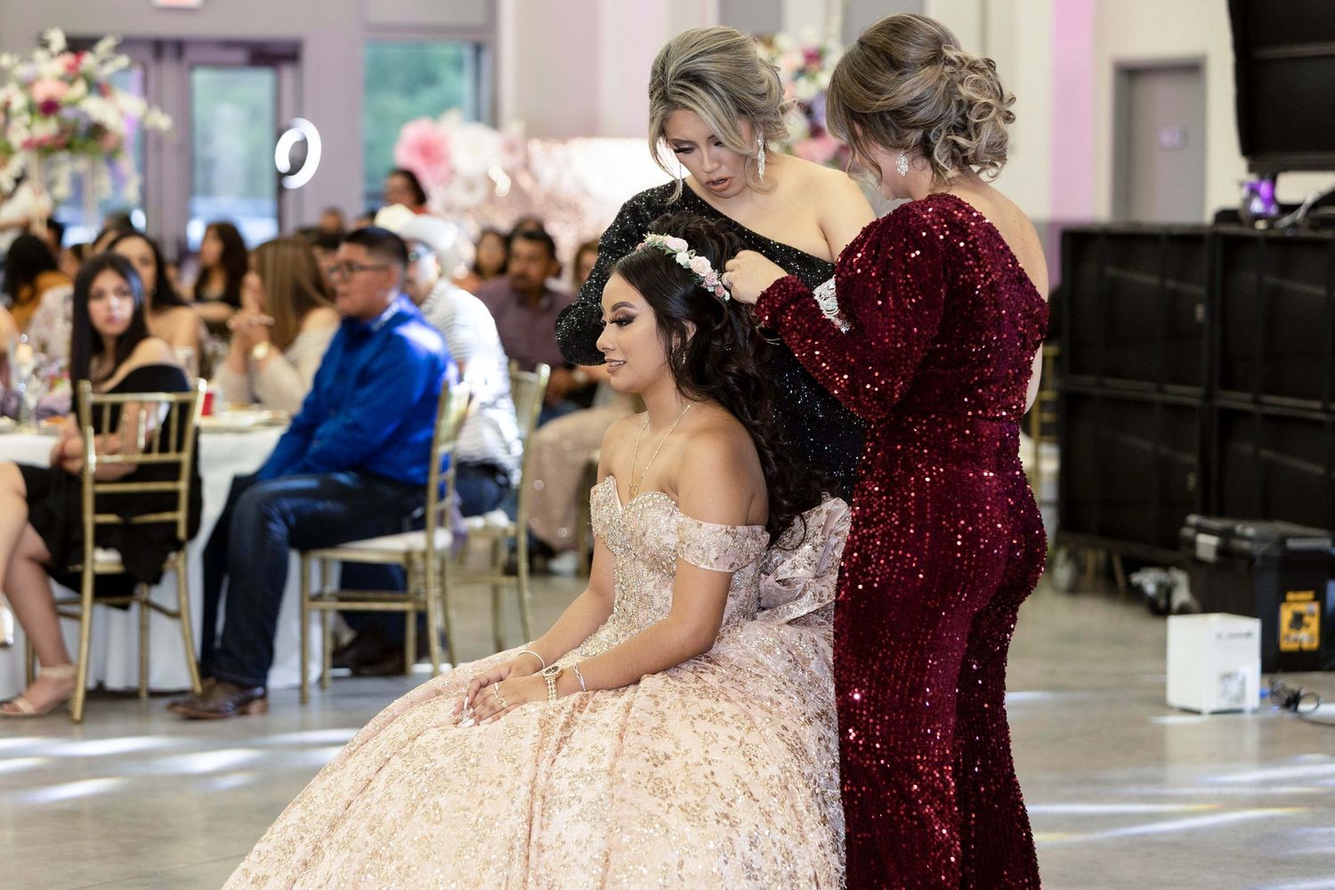 Police stopping guests entering open invite Quinceañera after venue reached occupancy limits with full guest list and no remaining seating