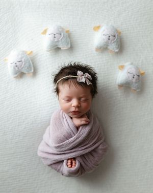 Newborn girl with tons of dark brown hair in purple. Greenville, SC newborn photographer, Easley, SC Newborn photographer