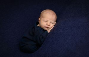 Navy Blue Newborn Session - Baby Sleeping - Dawn Talia Photography - Port Chester, NY